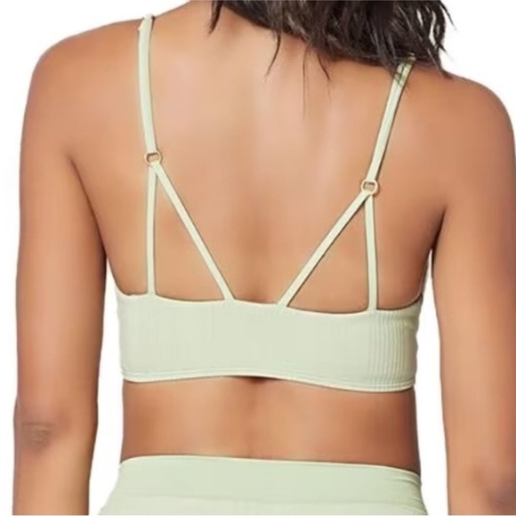 NWT l*Space Siren V Neck Ribbed Light Olive Green Bikini Top - Picture 3 of 9